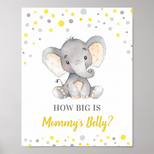 Wie groß ist Mommys Baby Elephant Baby Shower Game Poster (Vorne)