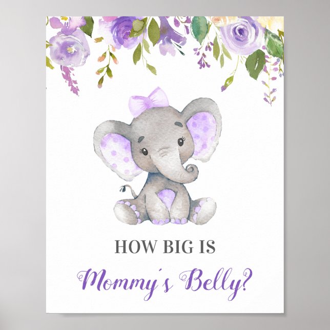 Wie groß ist Mommys Baby Elephant Baby Shower Game Poster (Vorne)