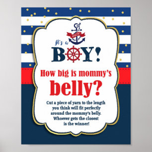 Wie groß ist Mommys Baby Shower Game Nautical Poster