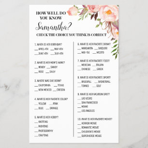 Wie gut kennen Sie Bride Bridal Shower Spielkarte Flyer