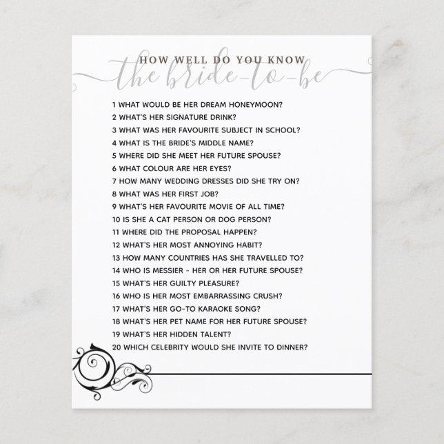 Wie gut kennen Sie das Bride Brautparty Game? (Vorderseite)