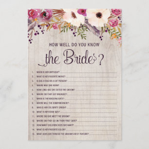 Wie gut kennen Sie das Bride Brautparty Game? Einladung