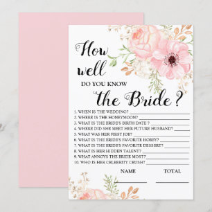 Wie gut kennen Sie das Bride Floral Bridal Game? Einladung