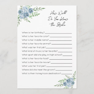 Wie gut kennen Sie das Bride Game - Blue Floral? Programm