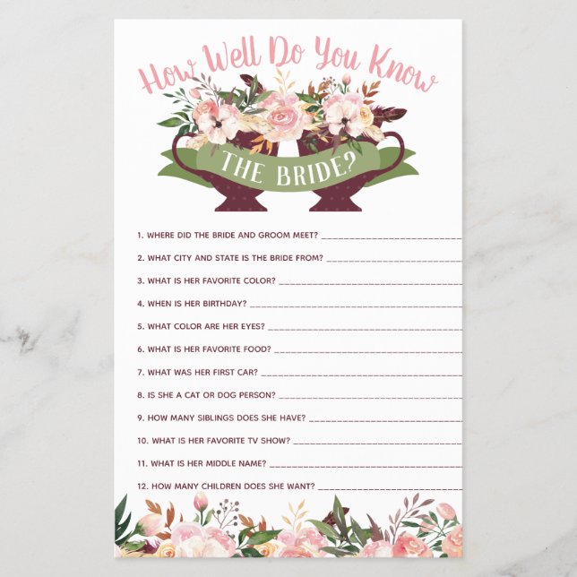 Wie gut kennen Sie das Bride-Spiel? Flyer (Vorne)