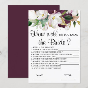 Wie gut kennen Sie das Spiel der Braut-Blumen? Einladung