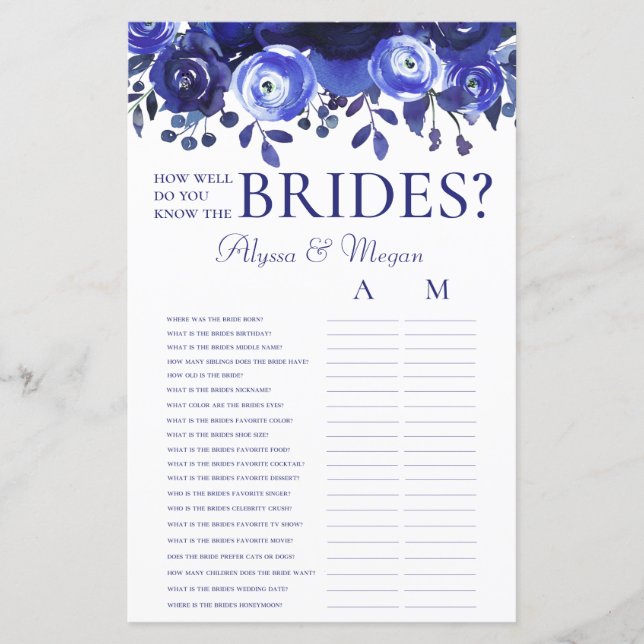 Wie gut kennen Sie die Blue Floral LGBTQ von Bride (Vorderseite)