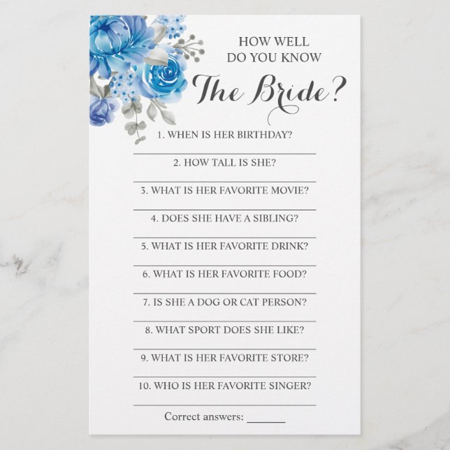 Wie gut kennen Sie die Bride Game Card? Flyer (Vorne)