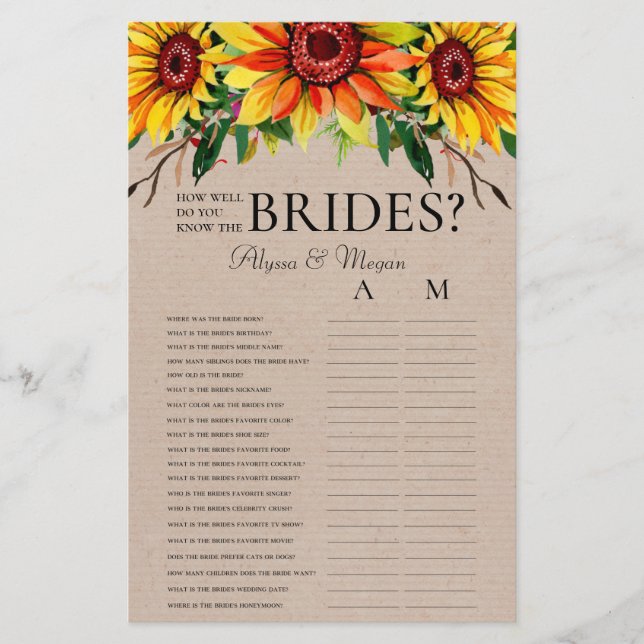 Wie gut kennen Sie die Brides Sunflowers LGBTQ? (Vorderseite)