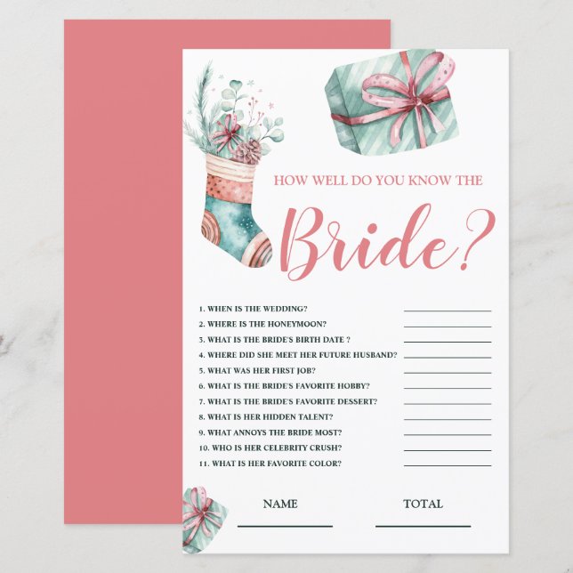 Wie gut kennen wir das Bride Christmas Bridal Game (Vorne/Hinten)