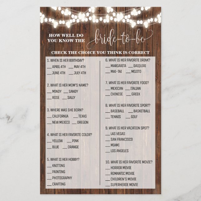 Wie gut kennst du Bride Western Duwer Game? Flyer (Vorne)