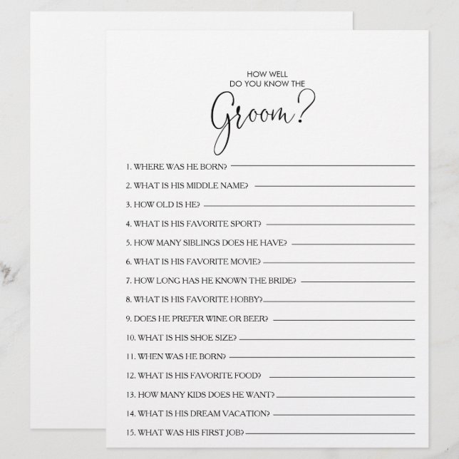 Wie gut kennst du das Game "Groom Brautparty"? (Vorne/Hinten)