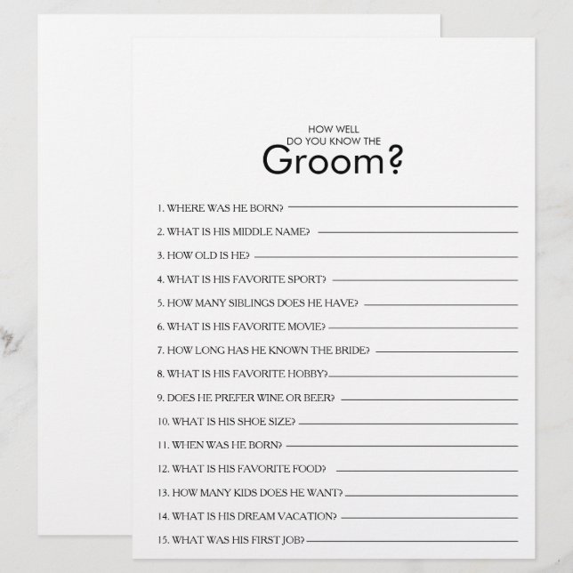 Wie gut kennst du das Game "Groom Brautparty"? (Vorne/Hinten)