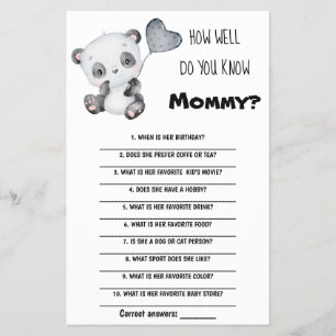 Wie gut kennst du Mama Baby Shower Spielkarte Flyer