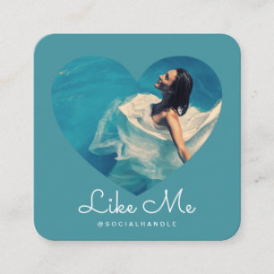 Wie ich Blue Foto Heart Frame Girly Social Media Quadratische Visitenkarte