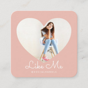 Wie ich pink Foto Heart Frame Girly Social Media Quadratische Visitenkarte