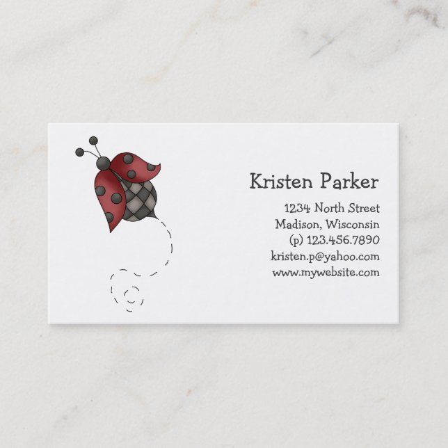 Wie Ihren Garten tut, wachsen Sie · Marienkäfer Visitenkarte (Vorderseite)
