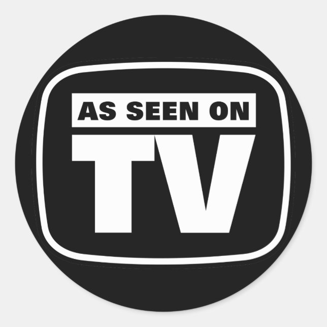 Wie im Fernsehen gesehen - Schwarz und Weiß Runder Aufkleber (Vorderseite)