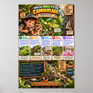 Wie Insekten Tarnung verwenden Infografik Poster