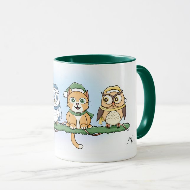 Wie ist der seltsame? Weihnachtskeule und -katze Tasse (VorderseiteRechts)