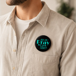 Wie kann ich heute für Sie beten, Black Blue Retro Button