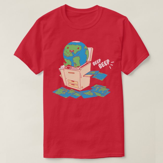 Wie Karten auf der Kopiermaschine zur Funny Globe  T-Shirt (Design vorne)