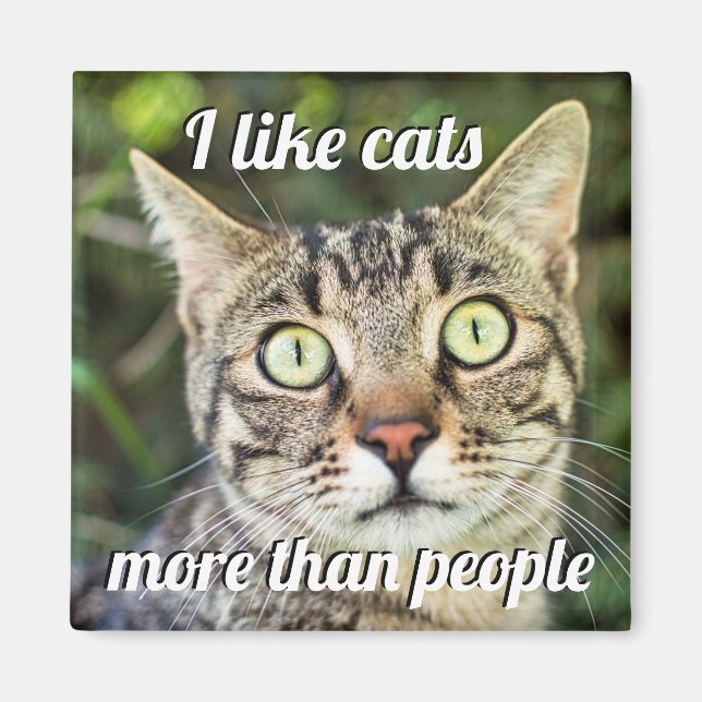 Wie Katzen mehr als Menschen, die mit Augen Katze  Magnet (Vorne)