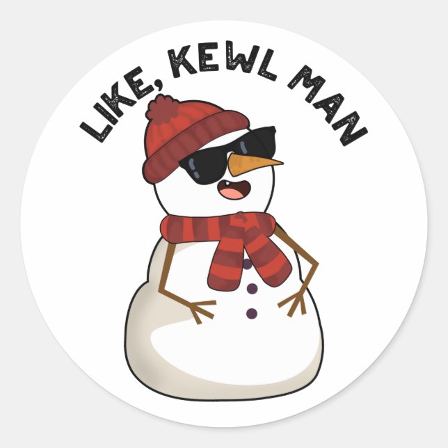 Wie Kewl Man Funny Cool Snowman Pub Runder Aufkleber (Vorderseite)