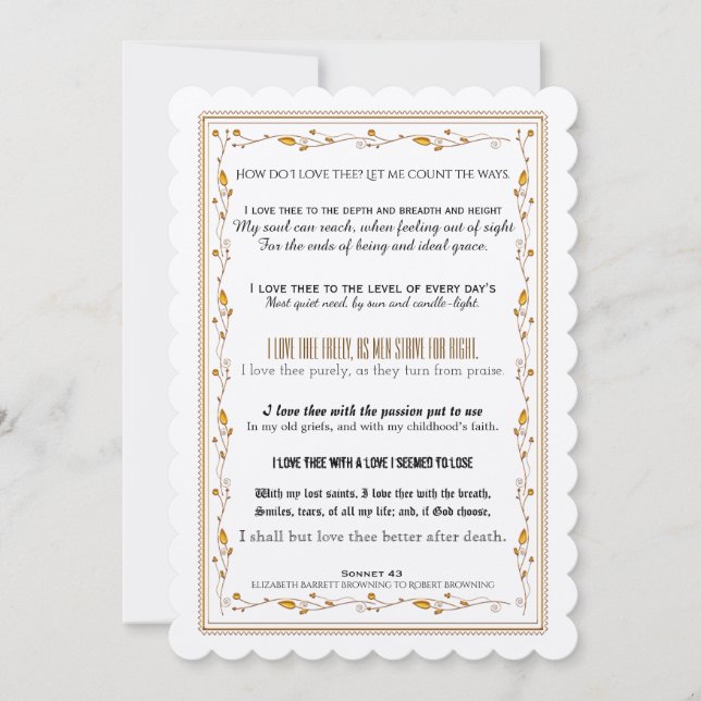 Wie Liebe ich dich? Typografie Poetry Wedding Einladung (Vorderseite)