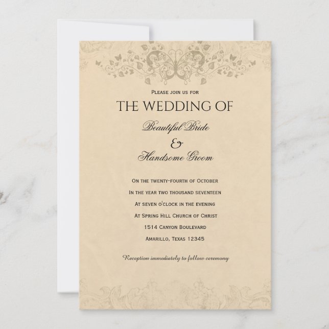 Wie Liebe ich dich? Vintage Liebe Gedicht Hochzeit Einladung (Vorderseite)