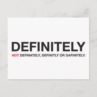 Wie man "definitiv" buchstabiert postkarte