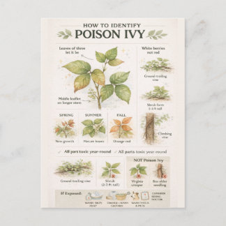 Wie man Giftsumach erkennt – Botanische Bildung Postkarte