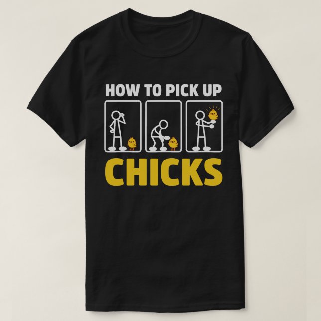 Wie man Hühner aufnimmt Funny Strichmännchen Sarca T-Shirt (Design vorne)