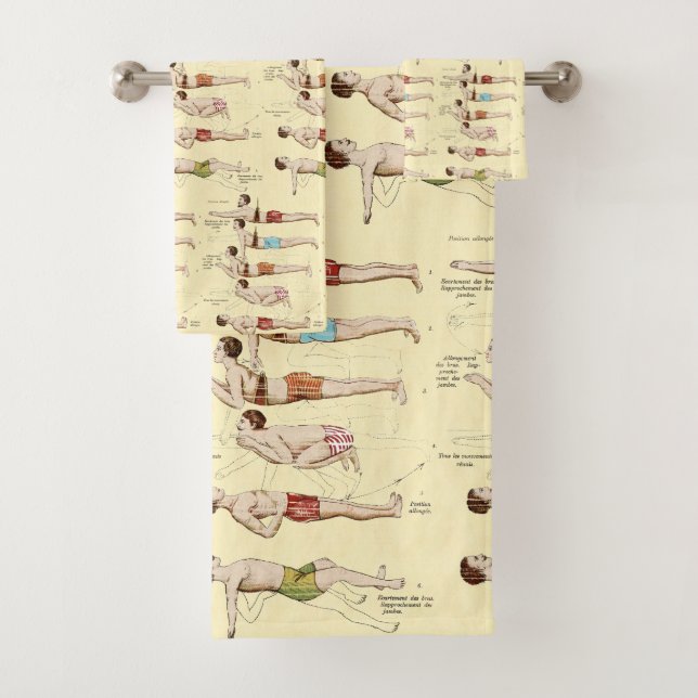 Wie man lustige französische Vintage Badhandtuch Set (Insitu)