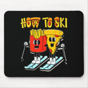 Wie man lustige Pizza Pommes Skifahrer Skifahren Mousepad