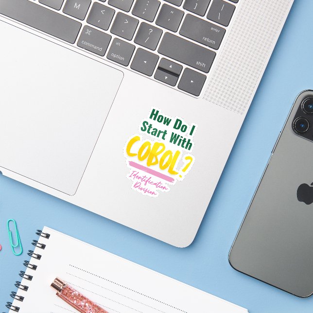 Wie man mit Cobol-Programmiercodes-Sticker beginnt Aufkleber (Laptop mit iPhone)