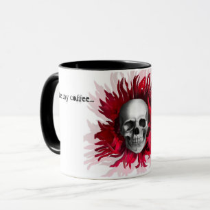 Wie mein blühender, Schwarz-weißer Schädel Tasse