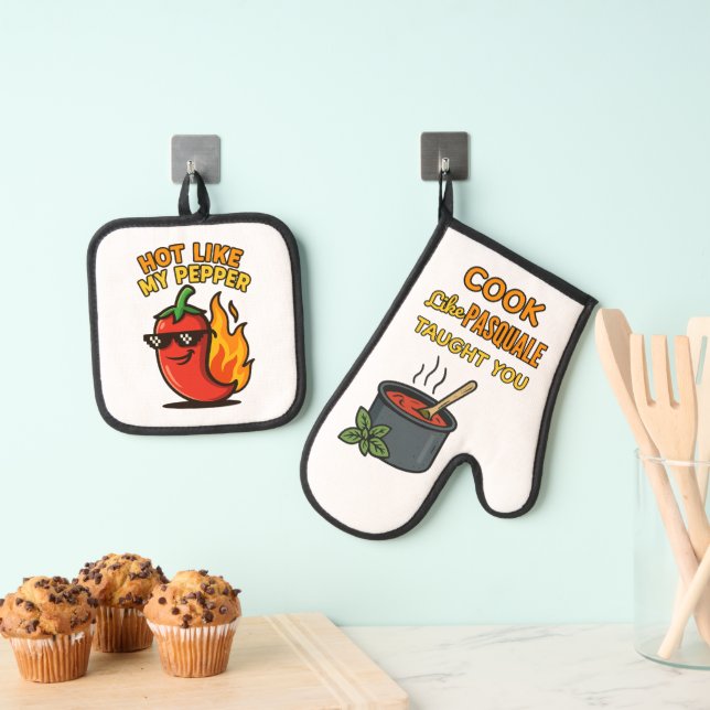 Wie mein Pepper Ver2 Oven Mitt & Pot Holder Set (Insitu (Hängend))