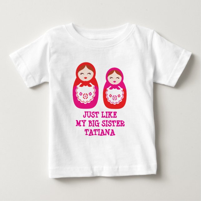 Wie meine große Schwester verschachtelte Puppen in Baby T-shirt (Vorderseite)