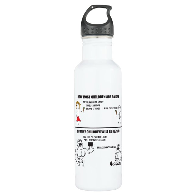 Wie meine Kinder aufgezogen werden - Gym Meme Trinkflasche (Vorderseite)