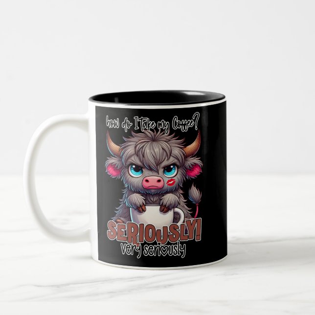 Wie nehme ich meinen Kaffee? Ernst Sehr Ernst  Zweifarbige Tasse (Links)