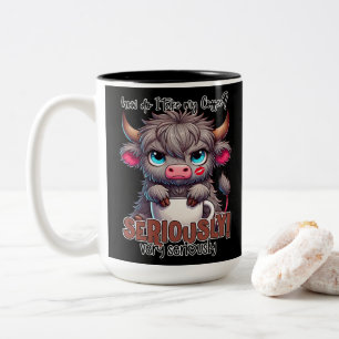 Wie nehme ich meinen Kaffee? Ernst Sehr Ernst Zweifarbige Tasse