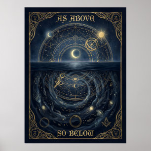 Wie oben so unten Hermetische Alchemie Himmels- Poster