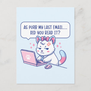 Wie Purr My Last Email - Lustiger Katzen Büro Humo Postkarte
