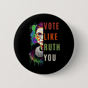 Wie Ruth Ihnen farbenfrohe feministische Kunst ges Button
