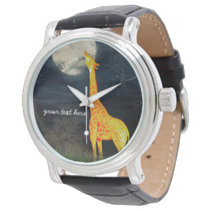 Wie schmeckt der Mond? Giraffe und Mondschau Armbanduhr
