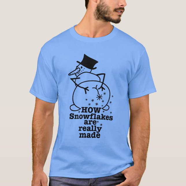 Wie Schneeflocken wirklich zum Schneemann gemacht  T-Shirt (Vorderseite)