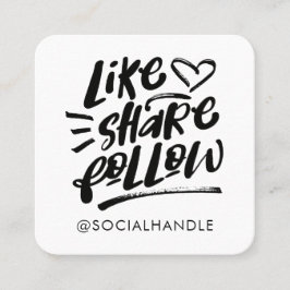Wie Share folgen Sie Brush Script White Social Med Quadratische Visitenkarte