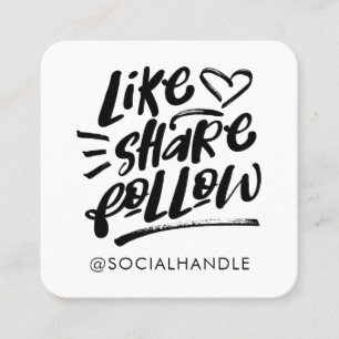 Wie Share folgen Sie Brush Script White Social Med Quadratische Visitenkarte