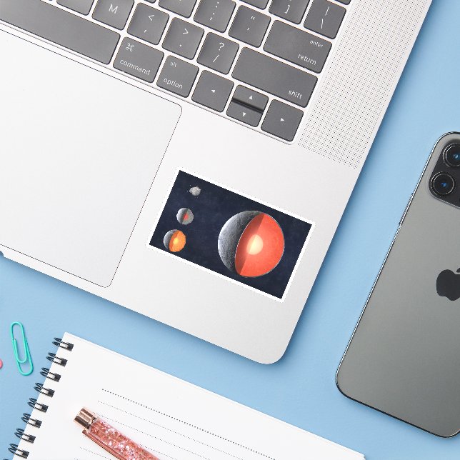 Wie sich ein Felsplanet bildet. Aufkleber (Laptop mit iPhone)